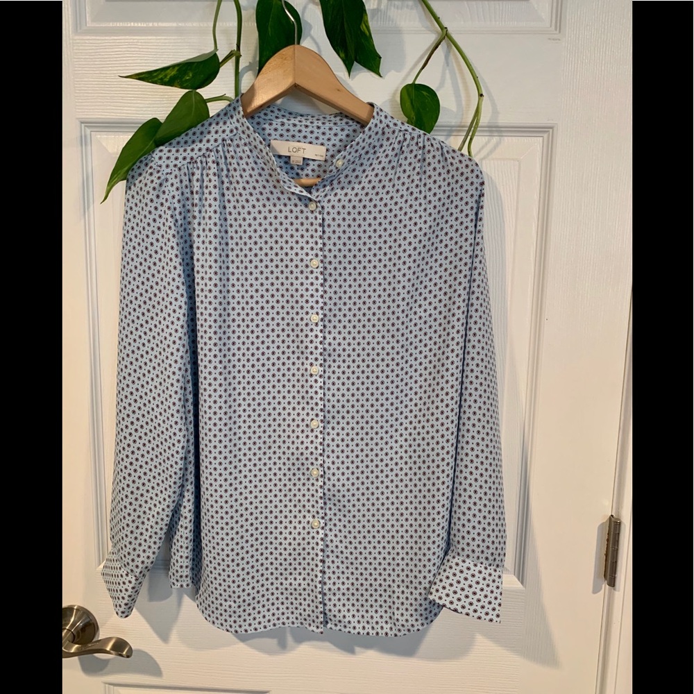 Loft light blue patterned button down